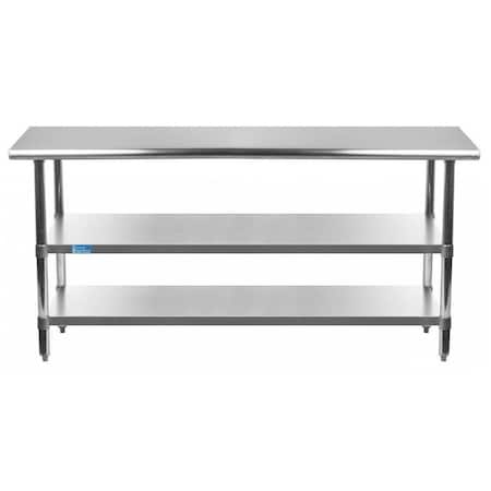 Amgood 30 in. x 60 in. Stainless Steel Table With Two Undershelves AMG WT-3072-2SH